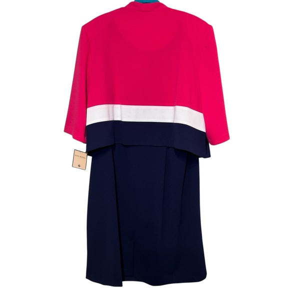 Maya Brooke Vintage 2 Piece Dress Suit Blazer Set Womens Size 24W NWT Colorblock - Picture 2 of 16